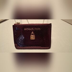 Michael Kors Burgundy Card Holder with Gold Accent
